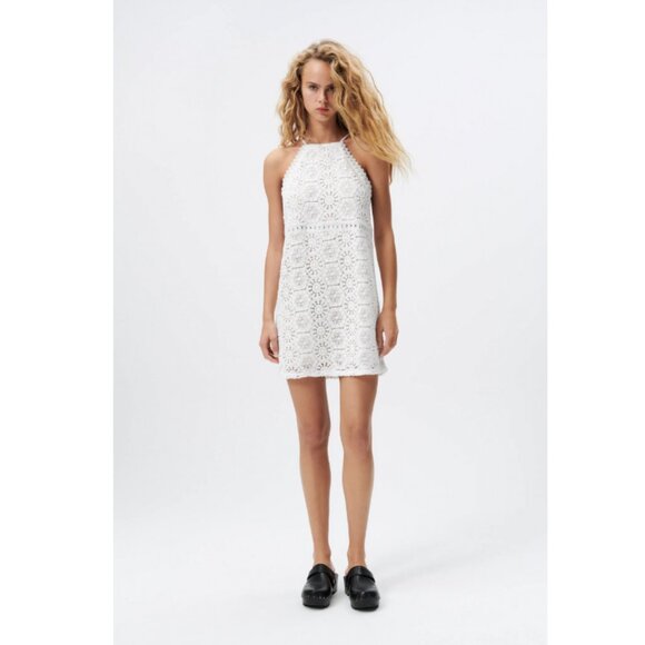 NEW Zara Cotton Crochet Lace Mini dress, Oyster Colour, Size M - Picture 6 of 16